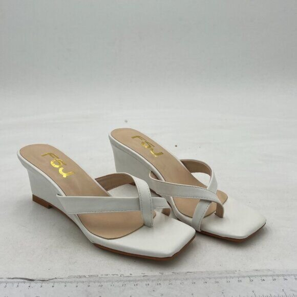 FSJ Women Casual Flip Flop Slide Mule Shoes Square Open Toe Thong Sandal Summer - Picture 4 of 8